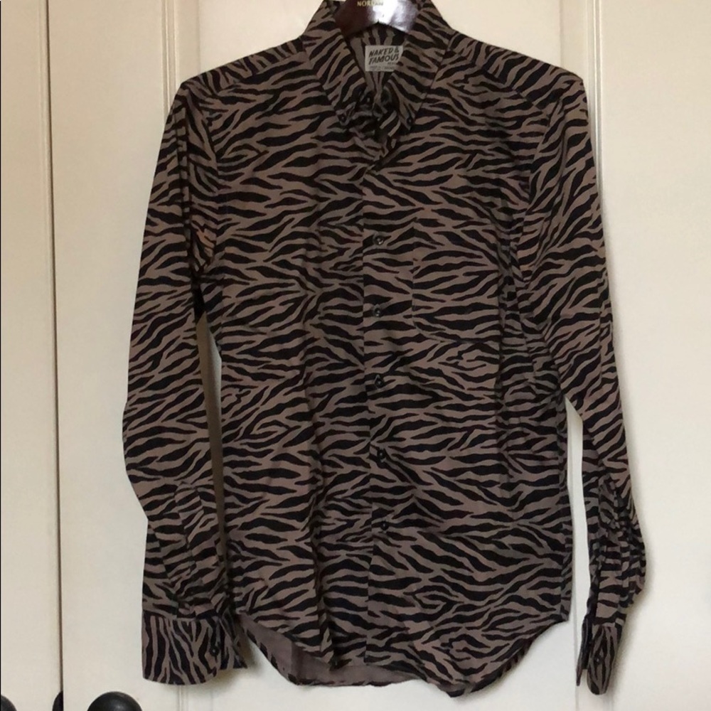 NAKED & FAMOUS Zebra print shirt size medium